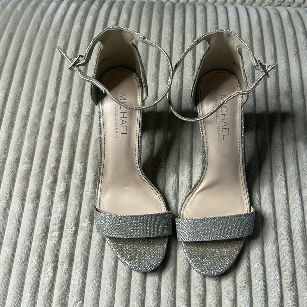 Silver heel sandals